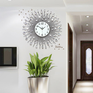饰时钟挂墙现代简约轻奢石英钟 钟表挂钟客厅家用创意装 定制新中式