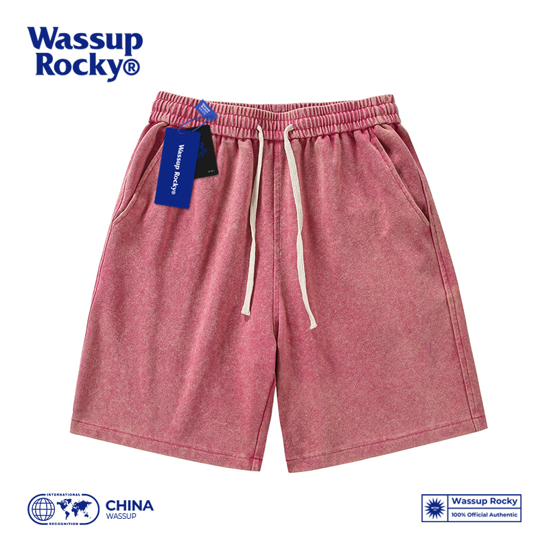 纯色做旧水洗运动短裤 男夏季 宽松休闲篮球五分裤 Rocky美式 Wassup