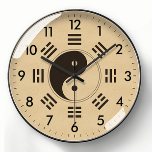 饰静音 复古钟表时钟装 八卦自动对时电波钟太极挂钟罗盘创意新中式