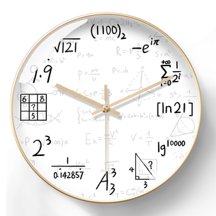 时钟培训教室电波钟 原创意数学挂钟石英钟表理科学霸数字简易公式