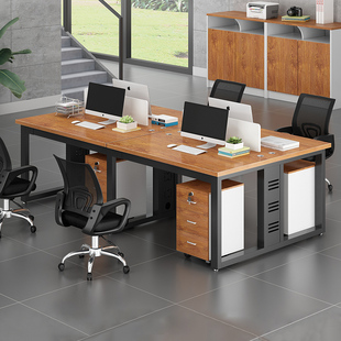 办公桌椅组合4人6人位职员桌双人位卡座现代简约带屏风电脑桌工位