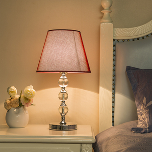 卧室床头灯客厅酒店简约现代调光遥控大气轻奢温 新水晶台灯北欧式