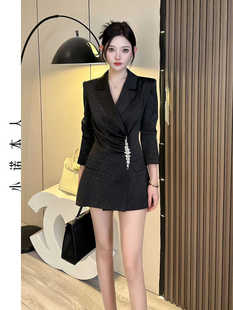 小诺本人西装 外套女新款 收腰休闲上衣黑色小个子西服裙32911 韩版