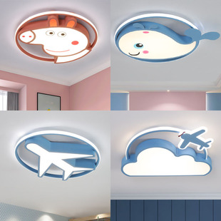 儿童房LED吸顶灯创意卡通小猪佩奇飞机鲸鱼男孩女孩房间卧室灯具