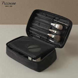 韩国Piccasso黑色手提化妆包便携旅行大容量收纳可拆卸网格