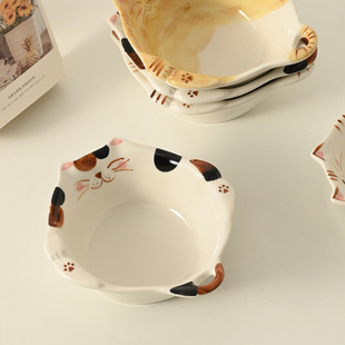 白屿 日式 碗 彩绘小猫碗水果碗面碗米饭碗小汤碗沙拉碗可爱