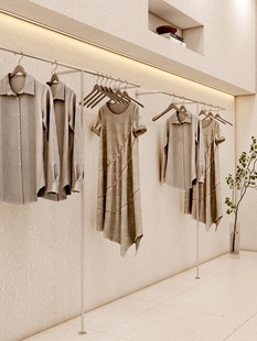 店货架设计 店展示架陈列架上墙壁挂不锈钢拉丝挂衣服架子女装 服装