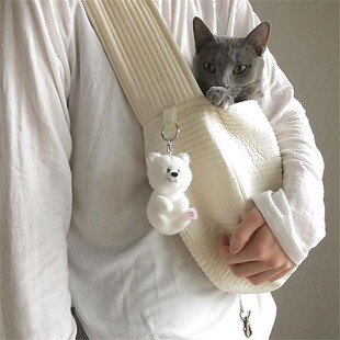 袋子斜挎猫 猫 狗狗露头帆布手提猫包外出便携包宠物包装