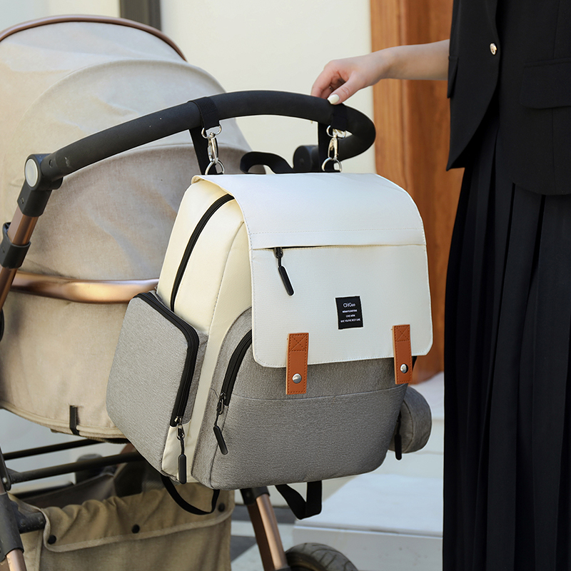 可挂车多功能大容量双肩包轻便母婴儿背包 带娃时尚 妈咪包2022新款