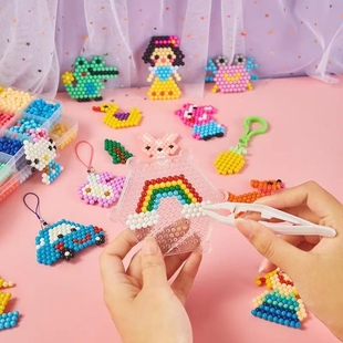 6周岁专注训练男女孩益智拼图夹珠子玩具儿童拼图豆豆水粘珠
