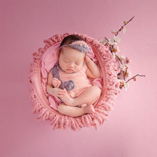 2019展会新款 新生婴儿满月宝宝拍照创意服装 影楼主题道具毛线套装