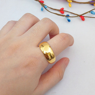 仿越南沙金戒指男光面活口可调节纯金色饰品镀黄金指环不掉色 经典