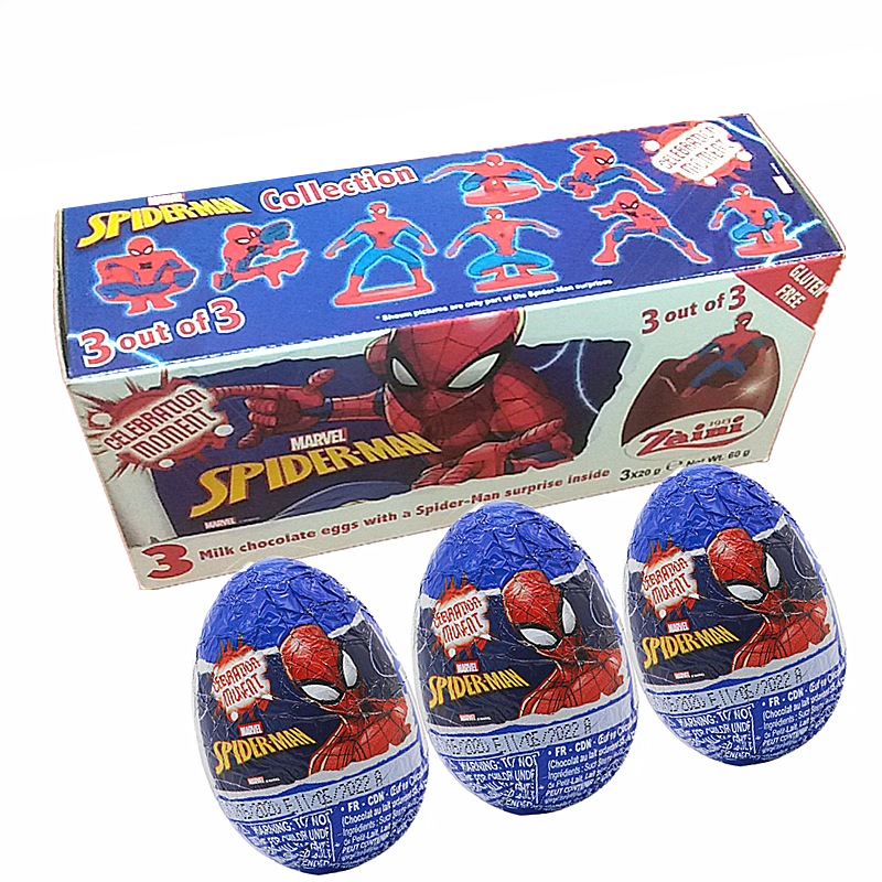 现货漫威蜘蛛侠奇趣玩具可可脂牛奶巧克力惊喜蛋进口零食生日礼物