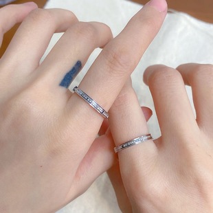 气质钛钢食指戒指不掉色指环高颜值 ins简约英文字母情侣戒指时尚