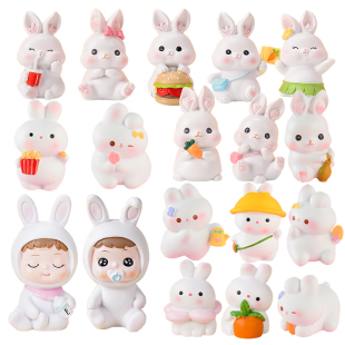 兔宝宝男孩女孩周岁蛋糕装 饰摆件可爱兔子满月百天生日甜品台插件