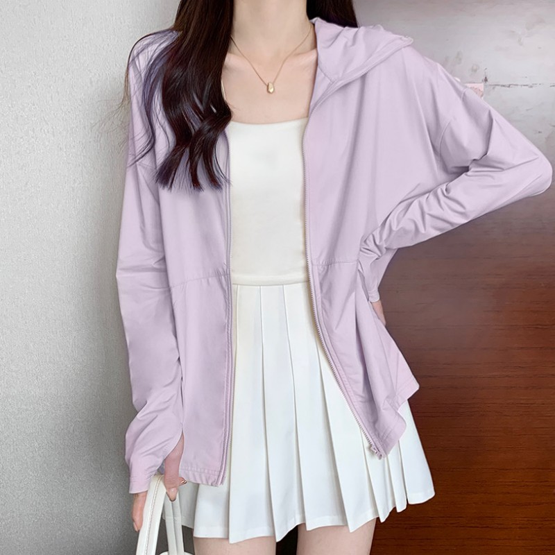 紫色夏季 宽松开衫 防紫外线透气防晒服薄款 外套 轻薄冰丝防晒衣女款