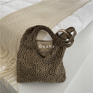 ooahz 炸街豹纹包包 型 单肩斜挎两用帆布包小个子购物袋 独特版