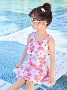新款 款 女童裙装 儿童泳衣女孩4岁宝宝 小孩游泳衣泳帽泳镜三件套装