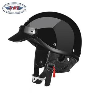AMZ摩托车头盔男女款 日式 3C认证瓢盔 复古哈雷机车电动车半盔冬季