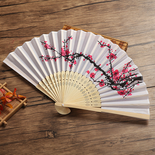 梅花扇子折扇中国风舞蹈扇夏季 折叠扇古装 复古风女士扇子定制 日式