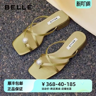 子2024夏季 百丽珠珠女孩新中式 B1887BL4 新款 凉鞋 外穿舒适拖鞋 女鞋