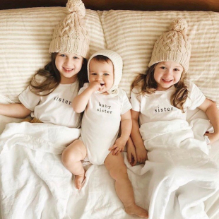 22新款 婴儿双胞胎姐弟纯棉儿童短袖 夏装 男女宝宝圆领上衣t恤 童装