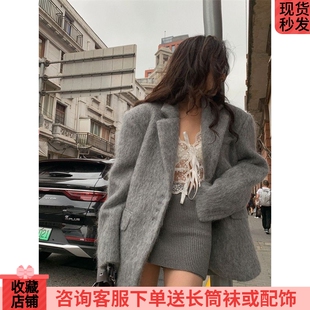 韩版 加厚保暖西服大衣女装 外套2024秋冬新款 潮 时髦洋气高级感西装