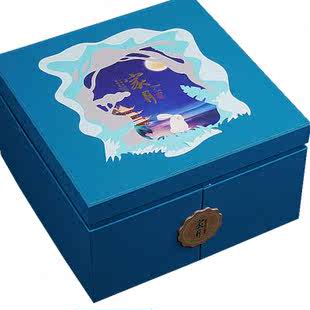 手提礼品V盒创意定制lo 盒空盒高档双层8粒装 节月饼礼盒包装