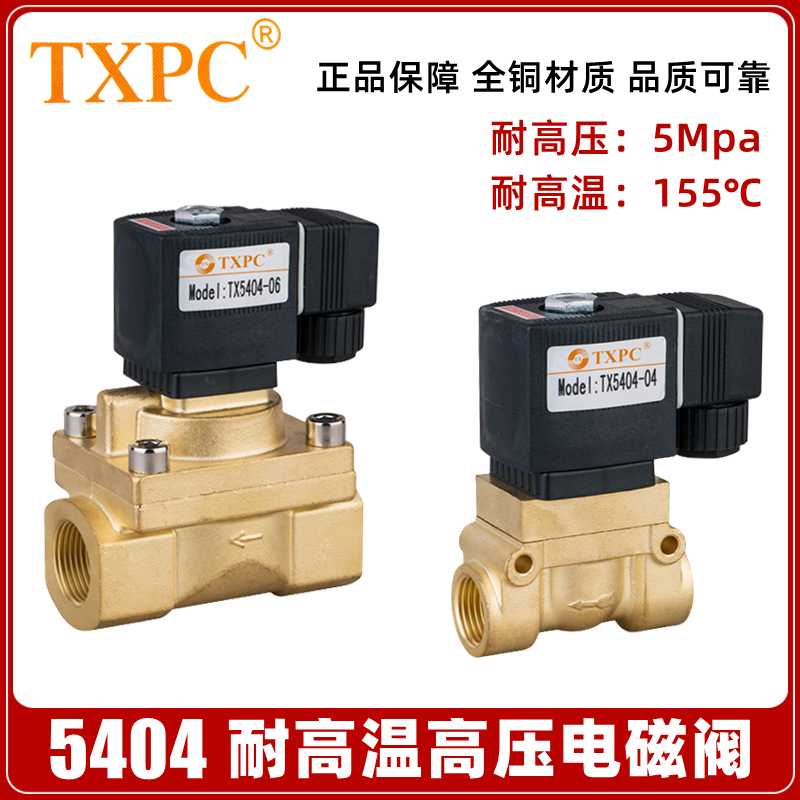 TXPC 24V 全铜常闭1寸6分4分耐高温高压电磁阀5404 220V