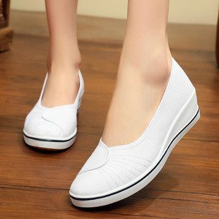 小白鞋 正品 护士鞋 老北京布鞋 女透气美容鞋 白色坡跟防滑工作鞋 女鞋
