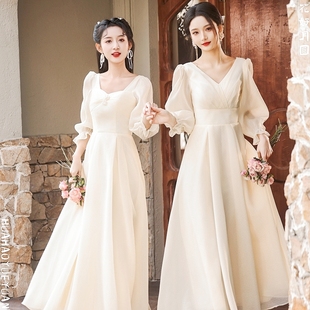 香槟色法式 伴娘服女2024新款 小众婚礼仙气姐妹团礼服平时可穿 春季