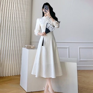新中式 2024新款 旗袍连衣裙女春季 设计感小众气质高级感长裙 改良版
