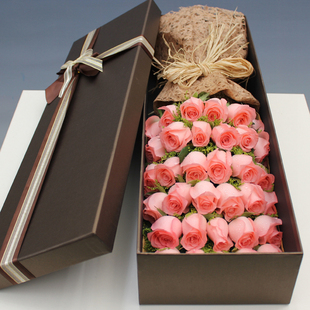 厦门实体鲜花店同城速递粉红玫瑰花束礼盒实拍思明湖里区生日礼物