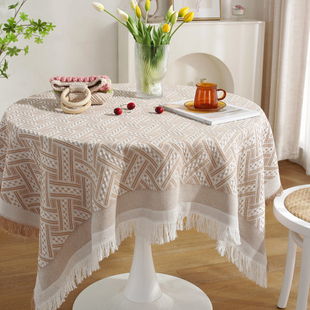 高级感轻奢桌布小圆桌餐台布艺茶几盖巾书桌拍照北欧复古氛围网红