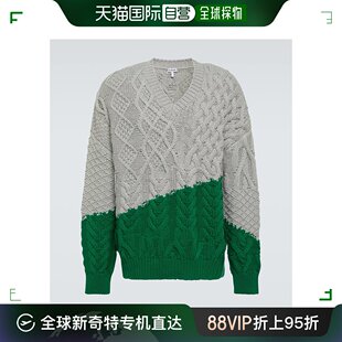 香港直邮潮奢 男士 罗意威 色块粗线针织羊毛毛衣 LOEWE