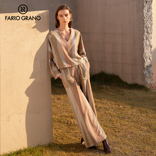 新款 FARRO v领宽松休闲时尚 GRANO 女士套装 菲诺格诺23年秋季