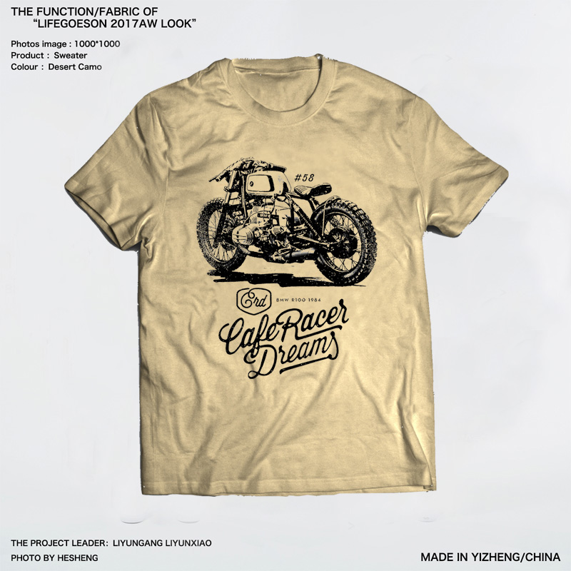 美式 摩托车欧美重磅纯棉短袖 阿美咔叽风格 T恤男 复古机车硬汉工装
