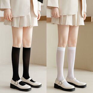 天鹅绒中筒袜jk白色长筒袜黑色显瘦过膝丝袜洛丽塔 薄款 袜子女夏季