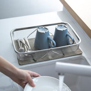 日本304不锈钢沥水篮厨房可伸缩洗碗池水槽置物架碗碟收纳沥水架