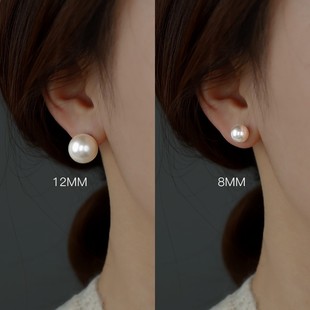 999纯银珍珠耳钉女气质小众设计高级感耳环耳饰 潮爆款 2024年新款