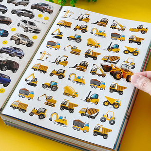 3到6岁儿童早教启蒙4男孩玩具5 汽车工程车贴纸书交通工具贴贴画2