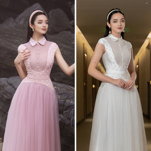 越南小众高定HAPPY 无袖 新款 收腰气质优雅女神连衣长裙 2022夏季