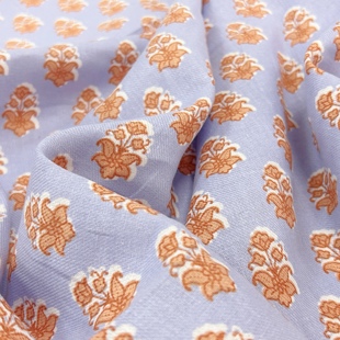 日本进口暮山紫枝桠花卉印花砂洗细腻编织纯亚麻布料设计师布料