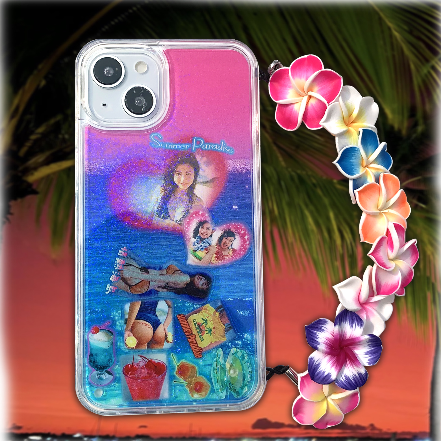 废物点心空间站原创设计summer vibe情热海岛夏日乐园流沙手机壳适用于iPhone pro