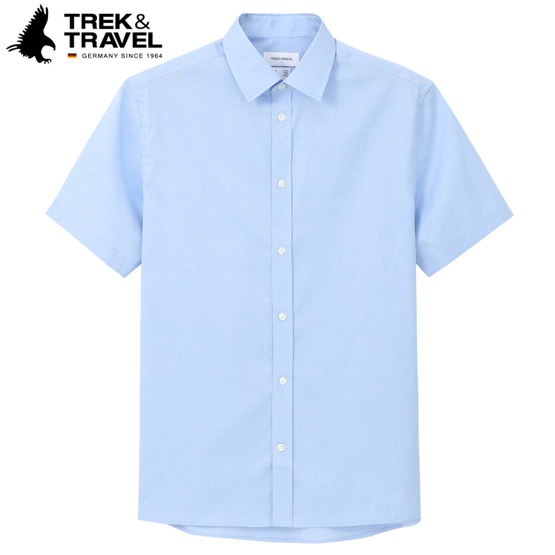 TREKTRAVEL德国飞鹰男士 夏季 衬衫 成熟稳重商务全棉纯色衬衣男 短袖
