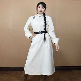 女款 新款 服装 蒙古袍女日常生活装 蒙古演出服女工作服长款 蒙古服装