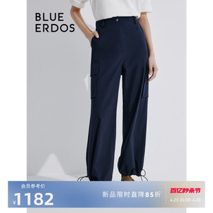 B545M1004 简约休闲运动风束脚工装 裤 女装 ERDOS24春夏新款 BLUE