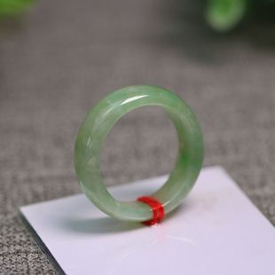 1652冰糯种淡绿色天然A货老翡翠戒指指环