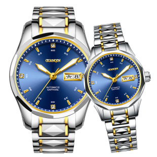 双日历 男防水商务女士手表自动钨钢情侣手表一对机械表瑞士新款