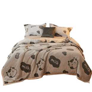 铺床单午睡盖毯珊瑚绒空调沙发毯子三件套 薄款 牛奶绒毛毯被子夏季